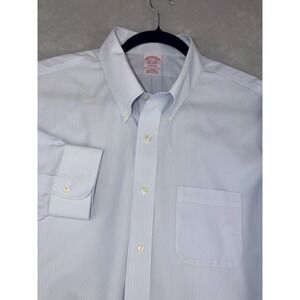 Brooks Brothers Madison Striped Dress Shirt Mens 17.5X33 Blue Supima Cotton